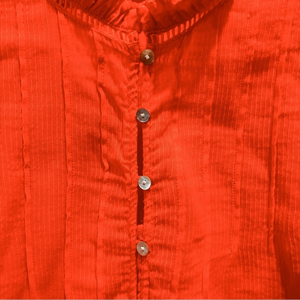 Faherty Coral Button-Front Ruffle-Trim Blouse - Picture 8 of 13
